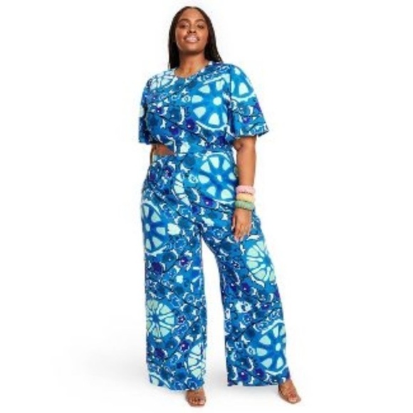 RHODE x target Zinnia jumpsuit Floral Print Bell Sleeve Cut Out Jumpsuit size XL - Picture 1 of 13